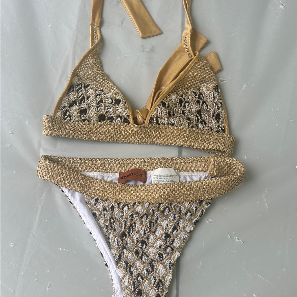 Missoni Gold And Black Crochet Bikini Set